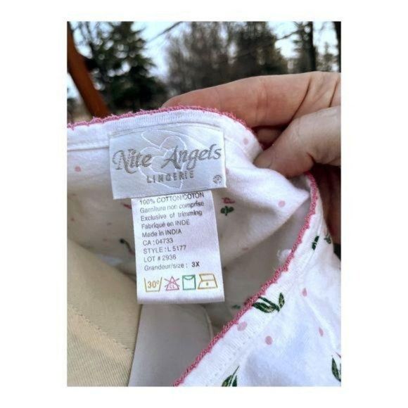 Vintage 90s Nite Angels 100% Cotton T-Shirt Pink Tulips Sleepwear Shirt Sz 3X - Picture 7 of 9